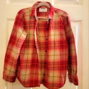 Old Navy girls pink and white flannel shirt size 10/12